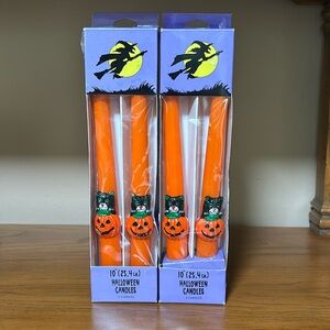 Vintage Halloween taper candles with Cat and pumpkin